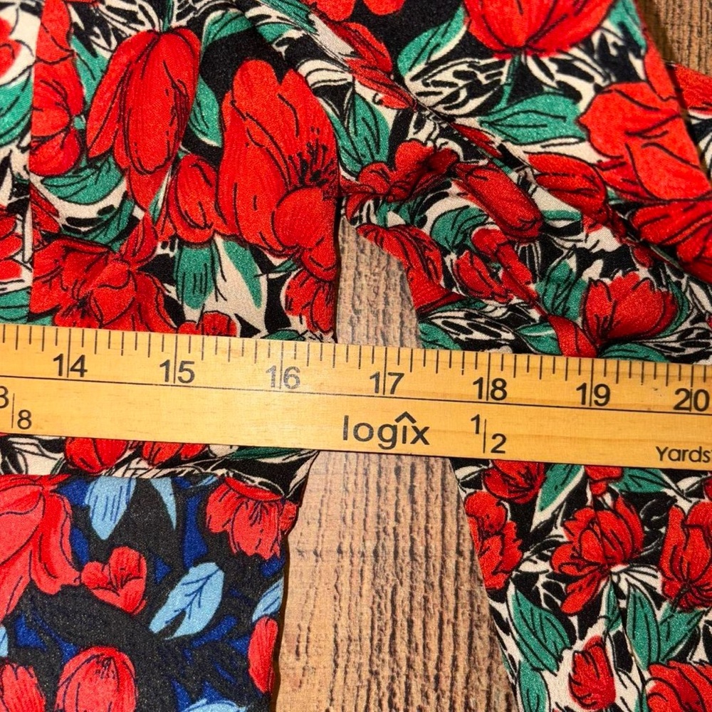Nasty Gal Red and Blue Floral Long Sleeve Dress - Picture 6 of 9